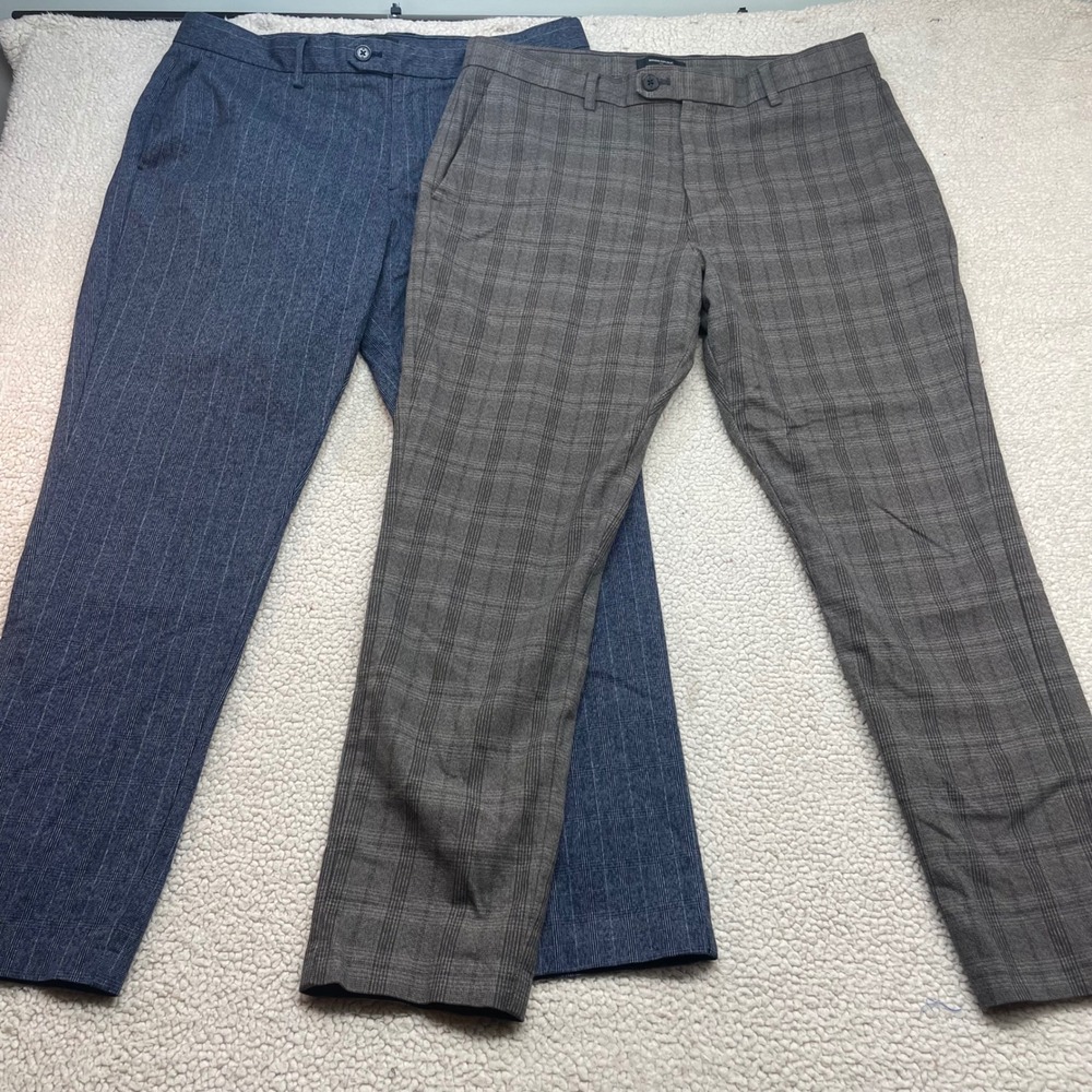Banana Republic Pants Lot of 2 Mens 35x32 Plaid Slim-Tapered Ankle Stretch